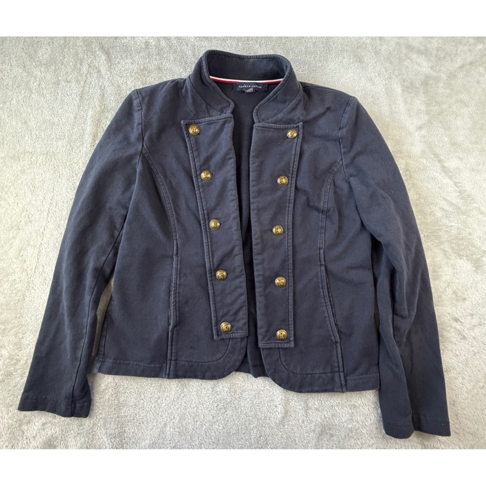 Tommy Hilfiger Jacket Women Medium Navy Blue Military Double Breasted J3RE0102